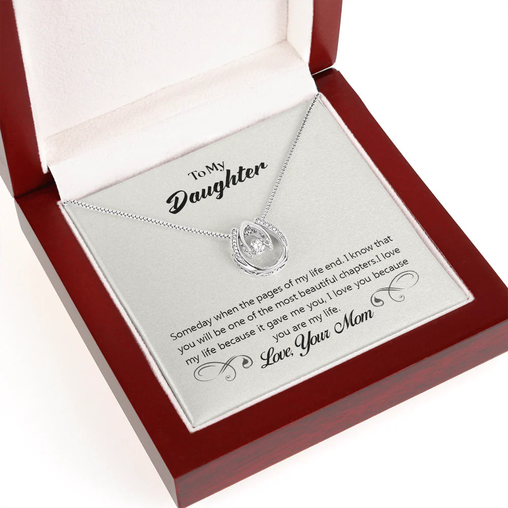 Daughter Someday When the Pages Lucky Horseshoe Necklace Luxury Box